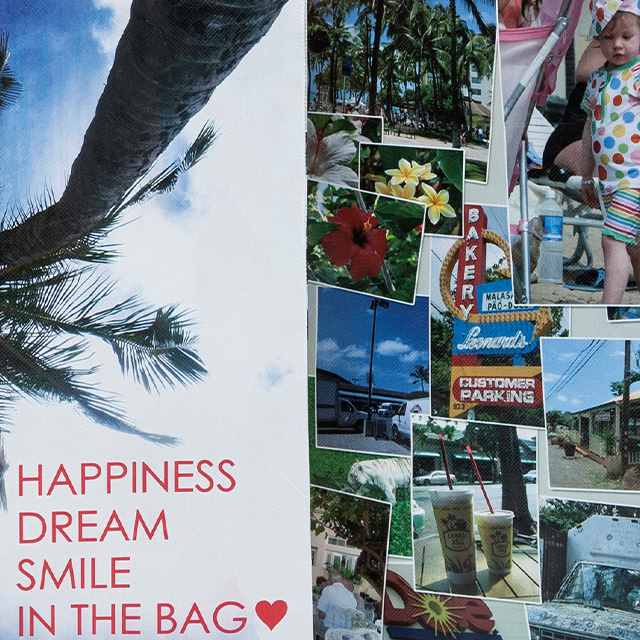 不織布オリジナルバッグのグラビア印刷部分を拡大した様子