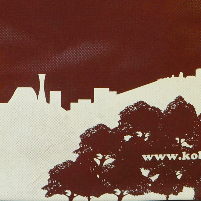 不織布オリジナルバッグの1色シルク印刷ベタ部分を拡大した様子