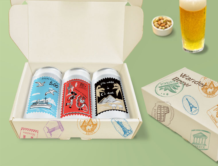 ビール缶3本が入る梱包箱の制作イメージ